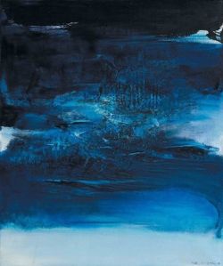 Peinture sur toile de Zao Wou-ki Composition Bleue 1917 reproduction peinte à la main