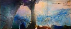 Peinture sur toile de Zao Wou-ki Hommage Claude Monet - Model reproduction peinte à la main