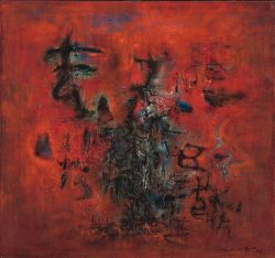 Peinture sur toile de Zao Wou-ki Rouge Bleu Noir - 1957 reproduction peinte à la main