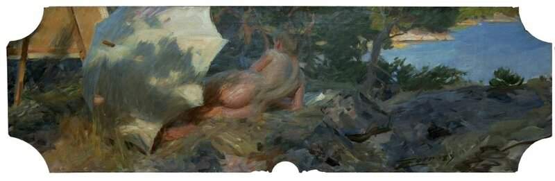 Zorn Anders Bather With Parasol Dalaro 1