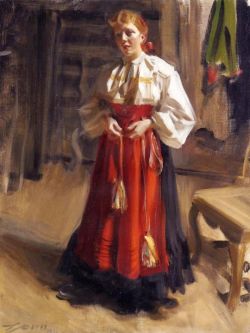 Peinture sur toile de Zorn Anders Girl In An Orsa Costume 1911 reproduction peinte à la main