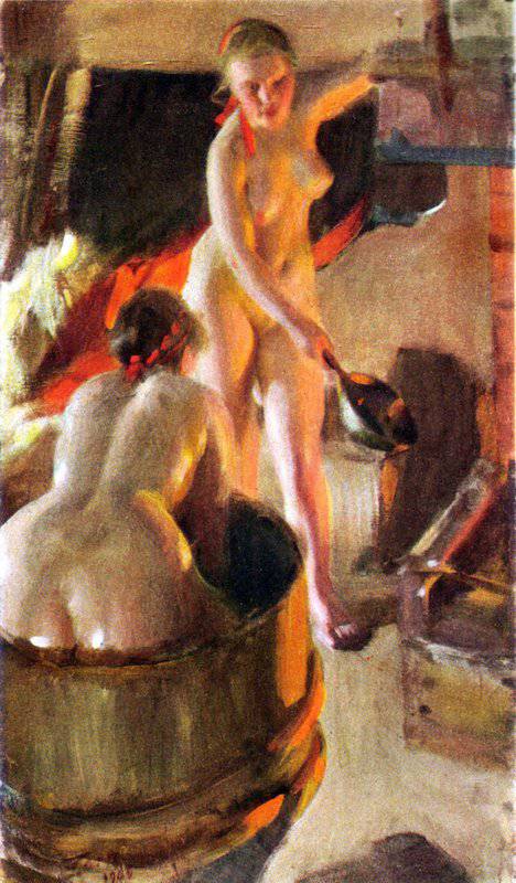 Zorn Anders Girls From Dalarna Having A Bath