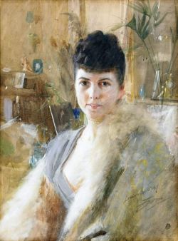 Peinture sur toile de Zorn Anders Lady With Fur Cape reproduction peinte à la main