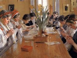 Peinture sur toile de Zorn Anders The Sewing Circle reproduction peinte à la main