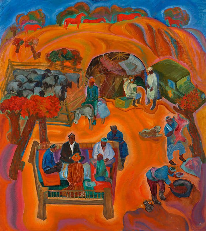 Zuhur Habibullayev Autumn - Shepherds At Kabodiyon Village